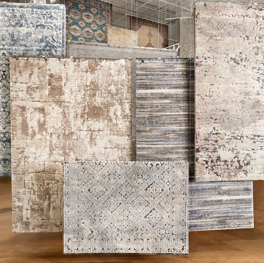 display of textural carpets